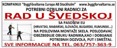 oglasi, Potrebni radnici za rad u vedskoj